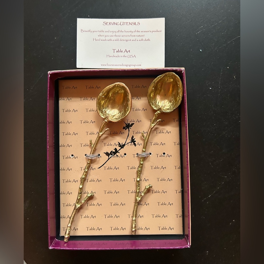 Vintage Michael Michaud Table Art set of Walnut Spoons. New in Box
